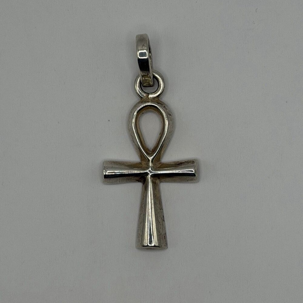 Vintage Sterling Silver 925 Egyptian Ankh Cross Key of Life Pendant Charm 7.8g